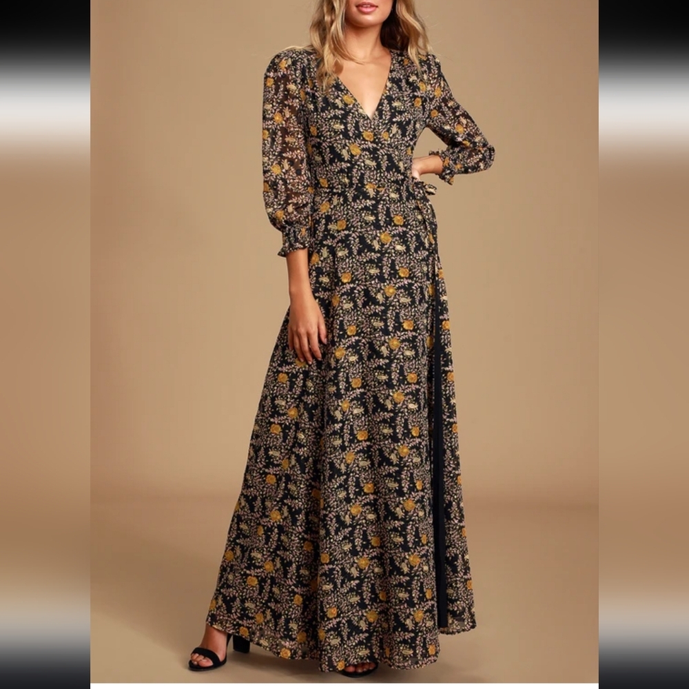 Lulu's Meet me there floral maxi wrap dress